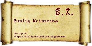 Buslig Krisztina névjegykártya